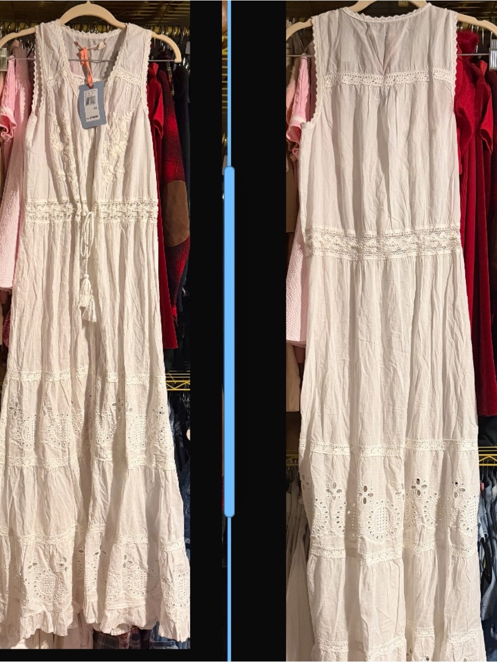 NWT Chelsea & Violet Island Vacation Maxi Dress White Cotton Eyelet XS